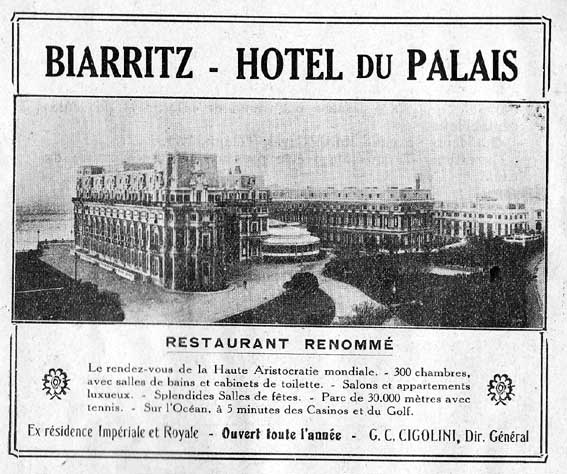 Publicité de l'Hôtel du Palais