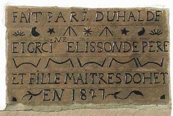 Fait par J. Duhalde et Gracianne Elissonde, père et fille, Maîtres d'Ohet, en 1827.