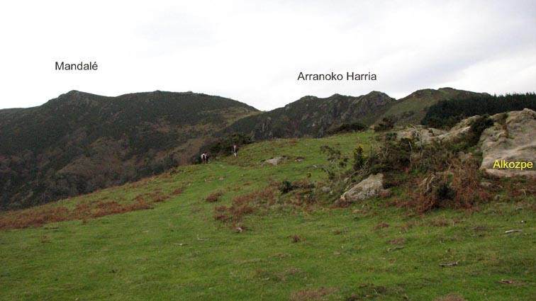 Vue sur le Mandale etArranoko Harria depuis Alkozpe.