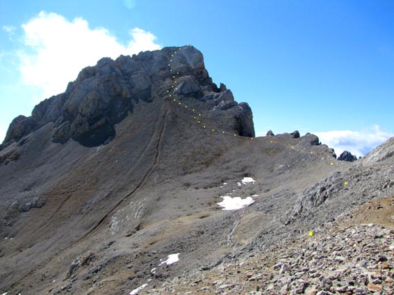 L'itinéraire qu'il nous reste à parcourir pour atteindre le sommet de la Peña Vieja.