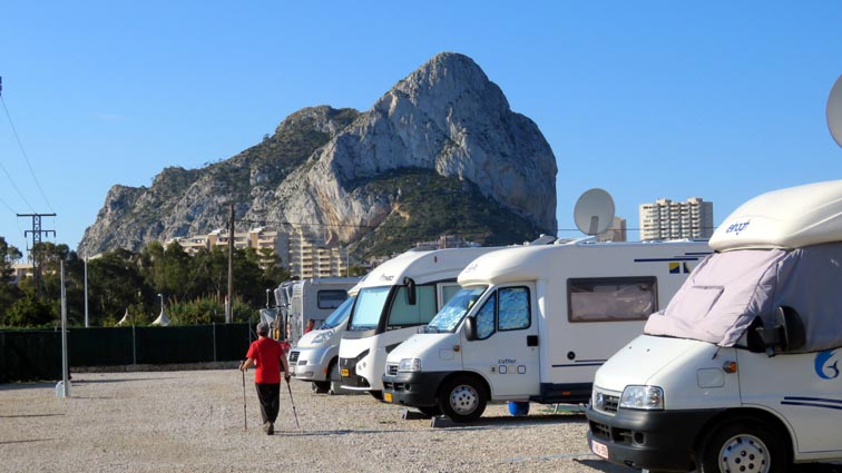 Nous démarrons de l'aire de camping-cars "Mediterraneo Camper" de Calpe